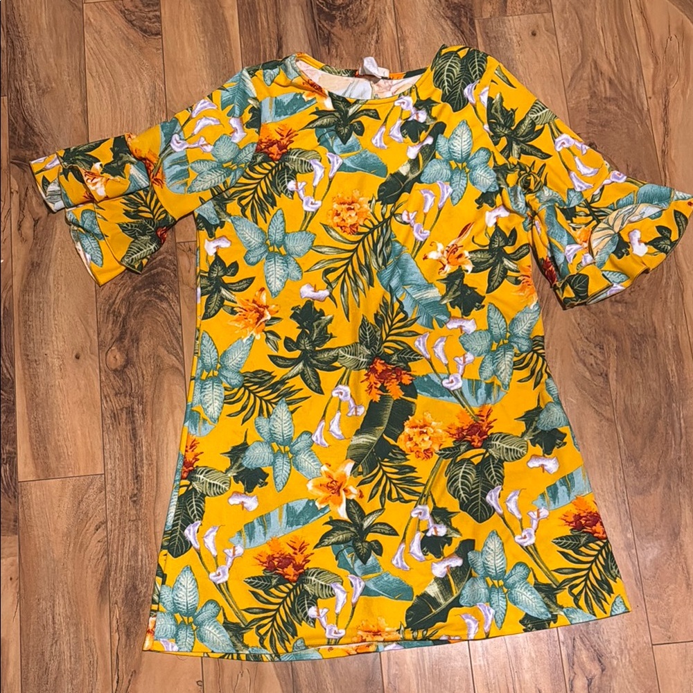 Tropical Floral Print Dress